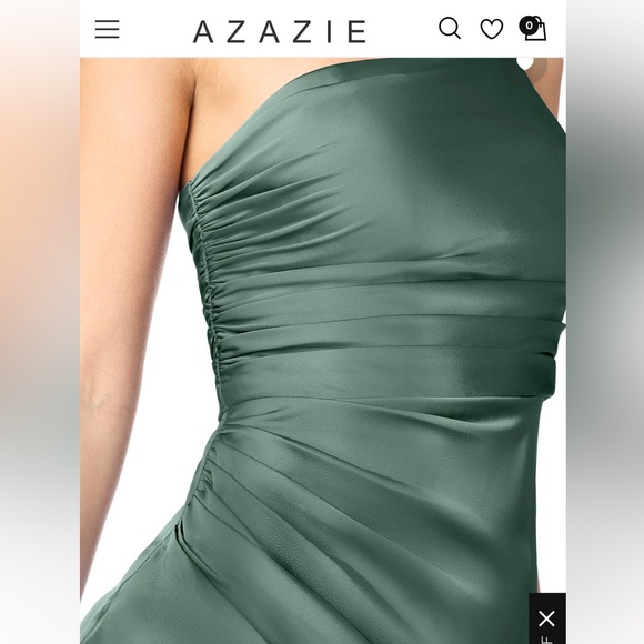 Azazie Eren satin eucalyptus one shoulder dress A6 - Picture 5 of 8